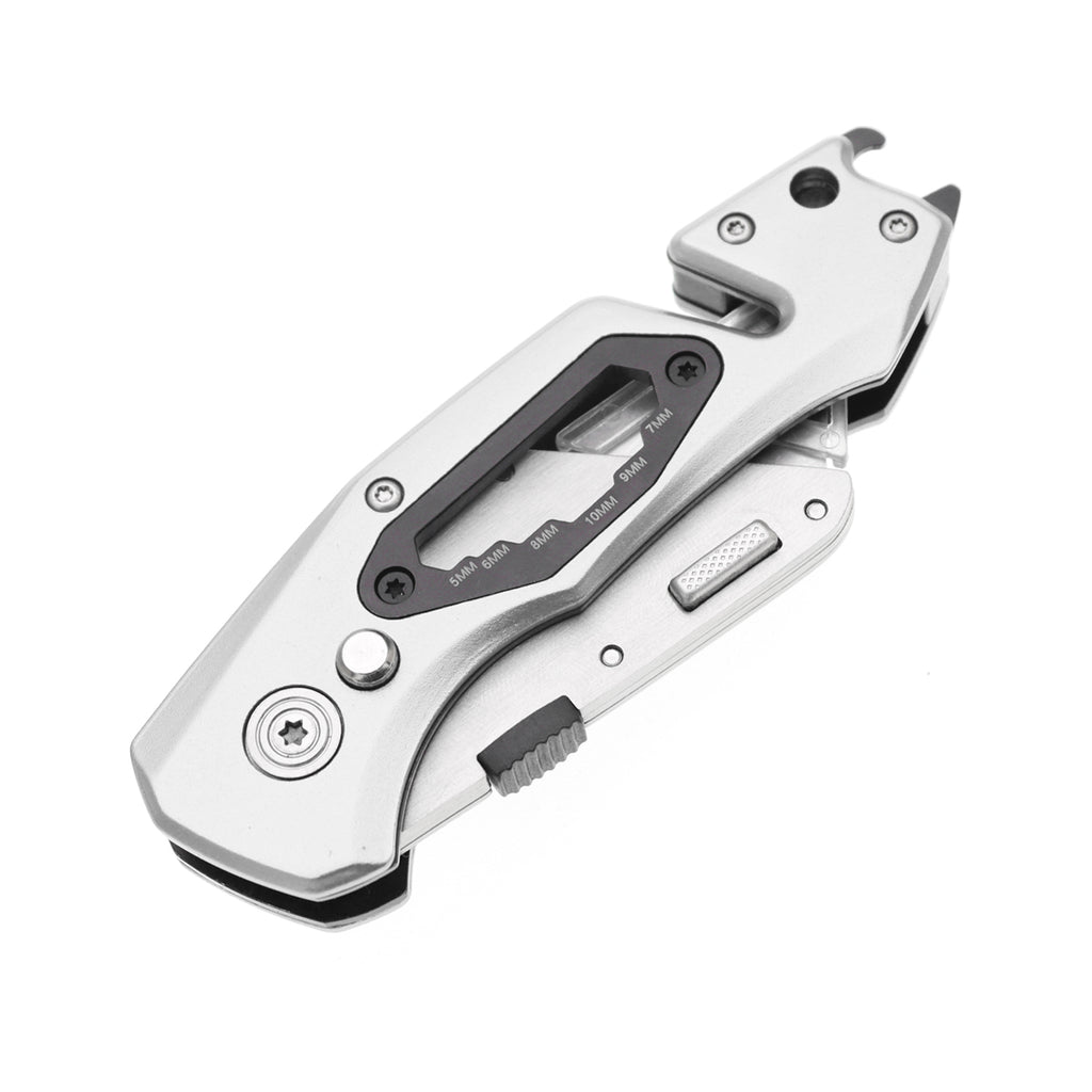 60XT Box Cutter Folding With Bottle Opener Utility Knife Wrench 5/6/7/8/9/10mm MultiFunction Tool Safety Lock Quick Change 10PCS Extra SK5 Replacement Blade Multools for Men Women Christmas Father Gift