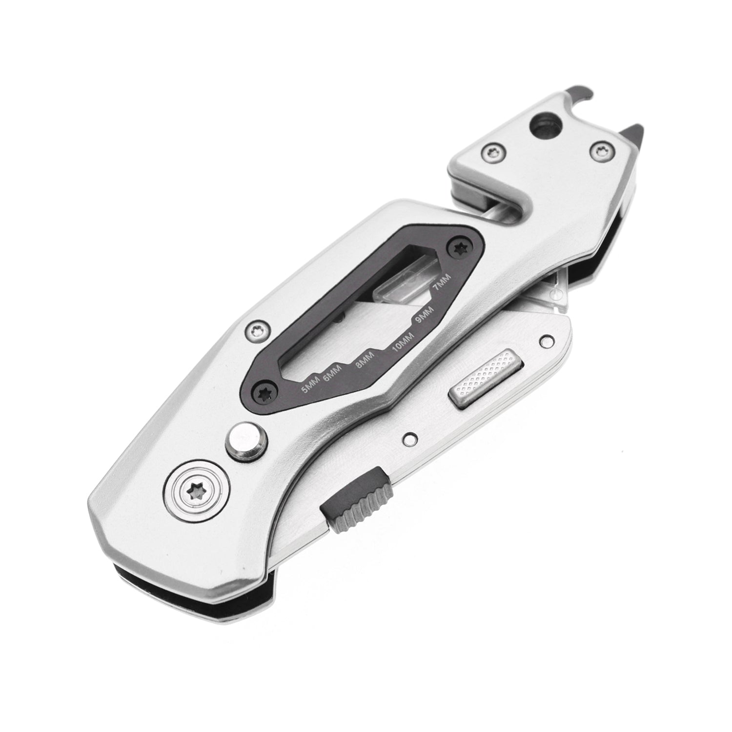 60XT Box Cutter Folding With Bottle Opener Utility Knife Wrench 5/6/7/8/9/10mm MultiFunction Tool Safety Lock Quick Change 10PCS Extra SK5 Replacement Blade Multools for Men Women Christmas Father Gift
