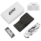 60XT Box Cutter Folding With Bottle Opener Utility Knife Wrench 5/6/7/8/9/10mm MultiFunction Tool Safety Lock Quick Change 10PCS Extra SK5 Replacement Blade Multools for Men Women Christmas Father Gift