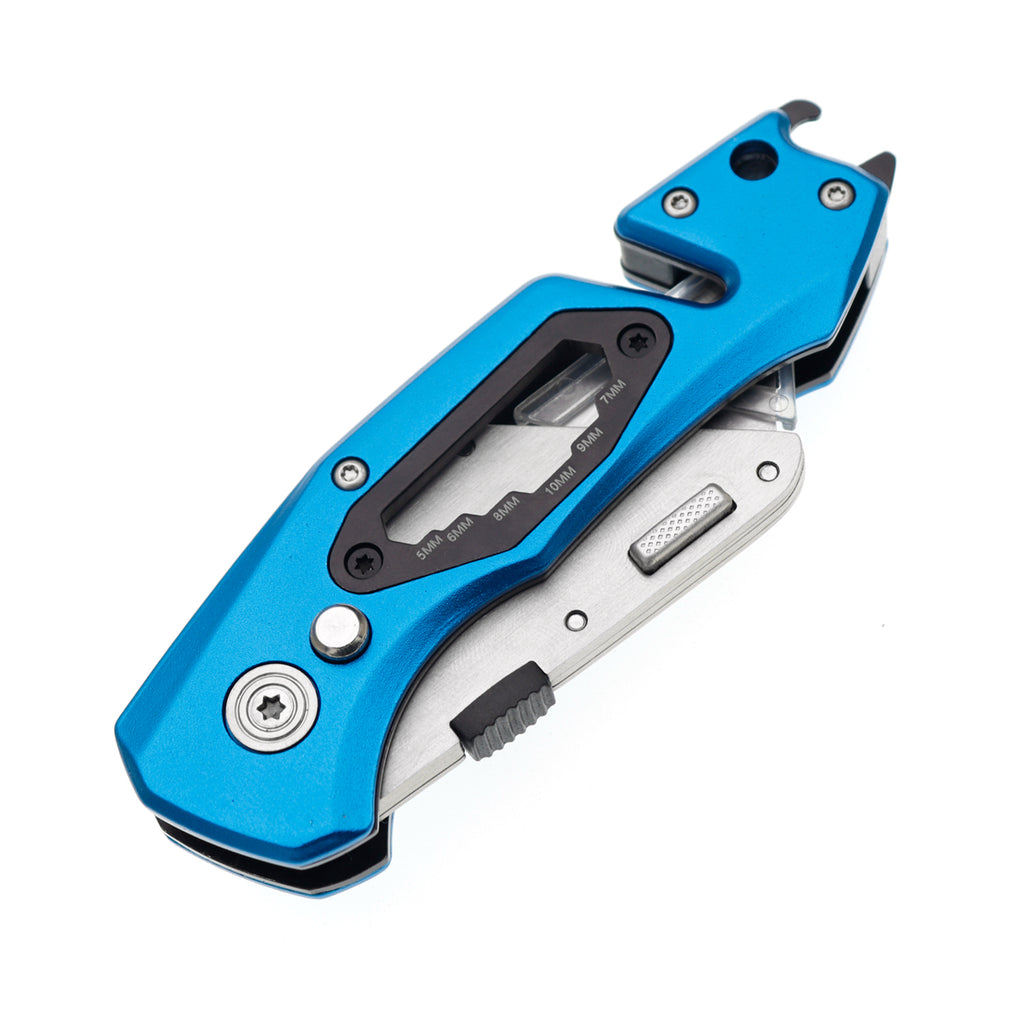 60XT Folding Utility Knife With Bottle Opener Hex Wrench Safety Lock Quick Change 10 Extra SK5 Replacement Blade Lightweight Aluminum Handle Pocket Clip Multitool Box Cutter Men Father Diy Gift Choice