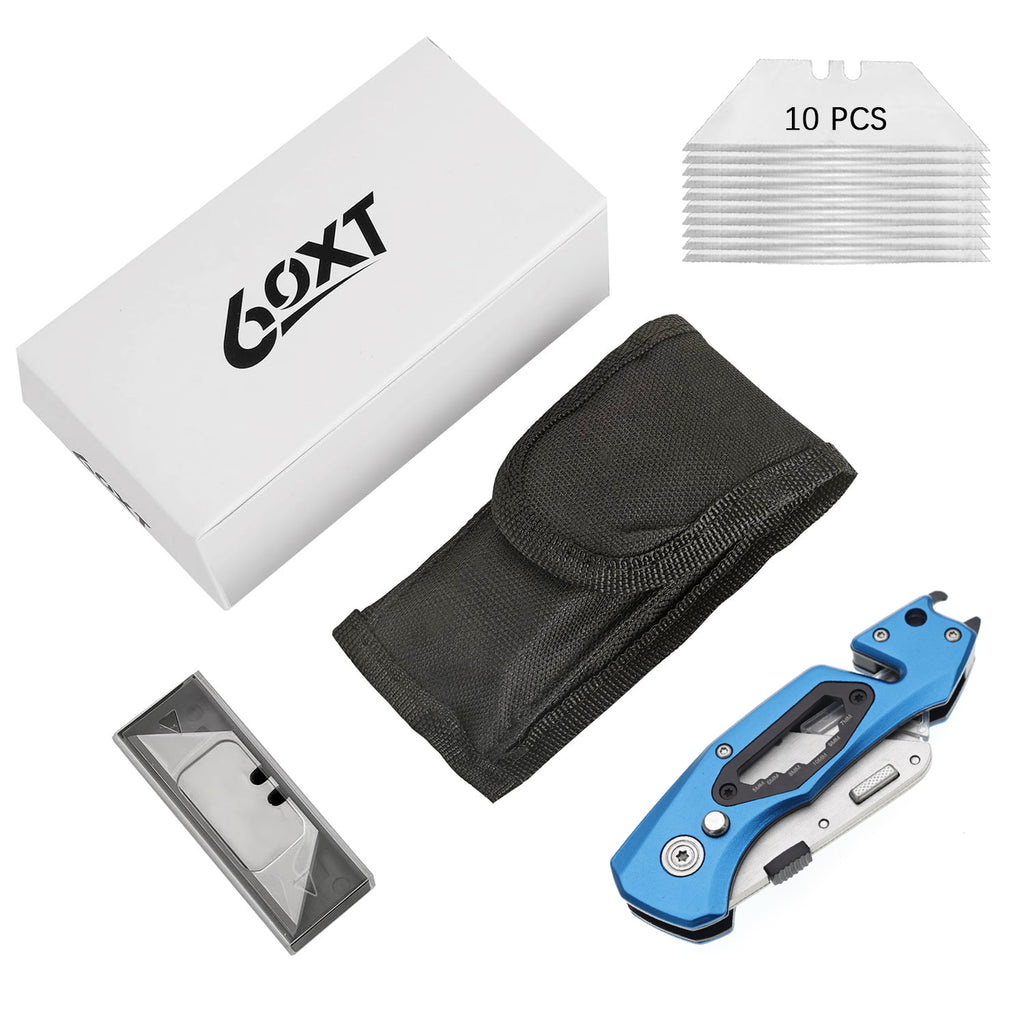 60XT Folding Utility Knife With Bottle Opener Hex Wrench Safety Lock Quick Change 10 Extra SK5 Replacement Blade Lightweight Aluminum Handle Pocket Clip Multitool Box Cutter Men Father Diy Gift Choice