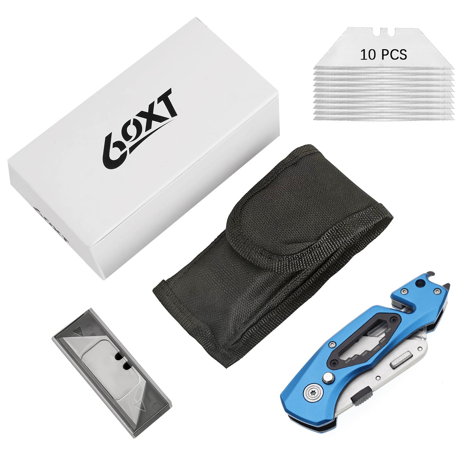 60XT Folding Utility Knife With Bottle Opener Hex Wrench Safety Lock Quick Change 10 Extra SK5 Replacement Blade Lightweight Aluminum Handle Pocket Clip Multitool Box Cutter Men Father Diy Gift Choice