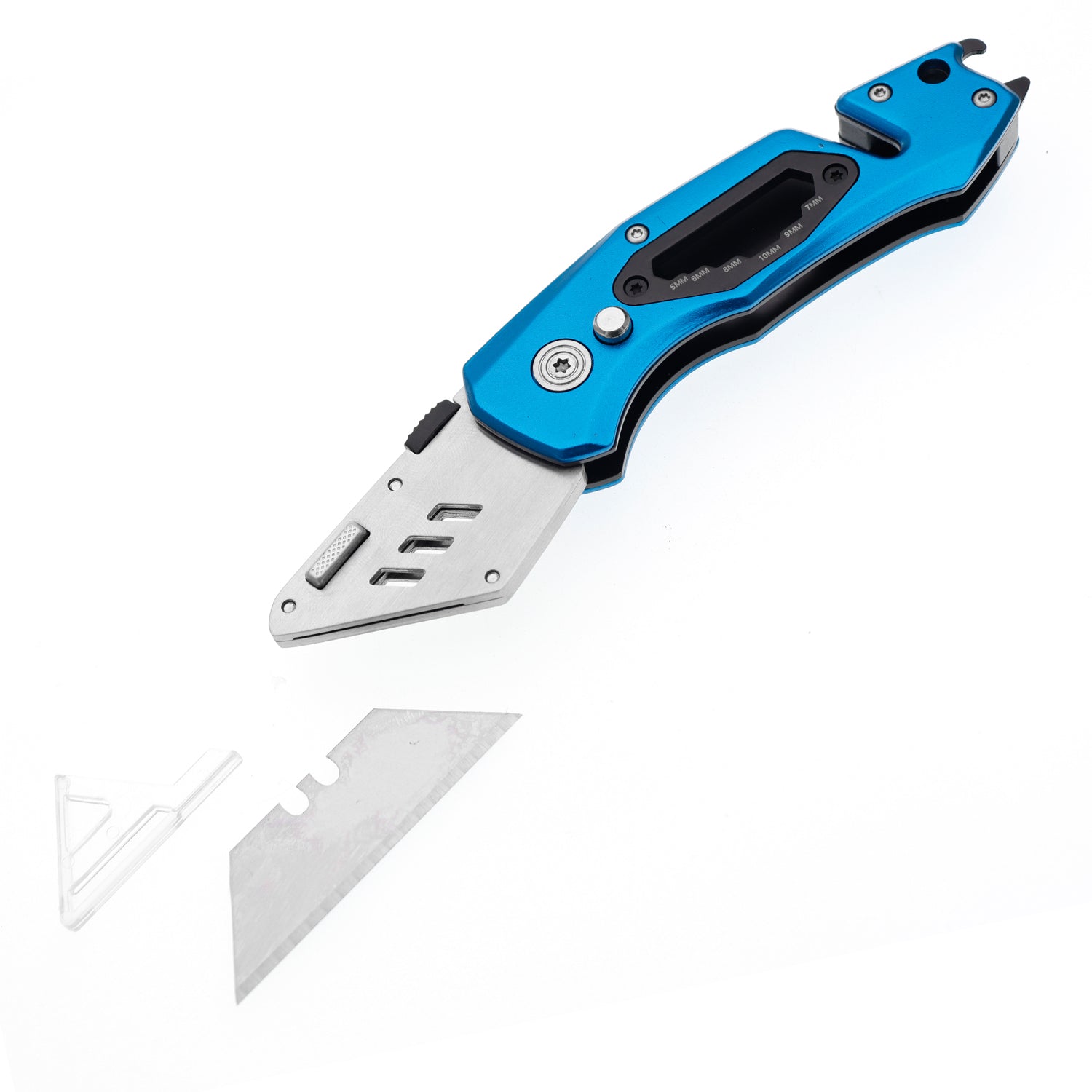 60XT Folding Utility Knife With Bottle Opener Hex Wrench Safety Lock Quick Change 10 Extra SK5 Replacement Blade Lightweight Aluminum Handle Pocket Clip Multitool Box Cutter Men Father Diy Gift Choice